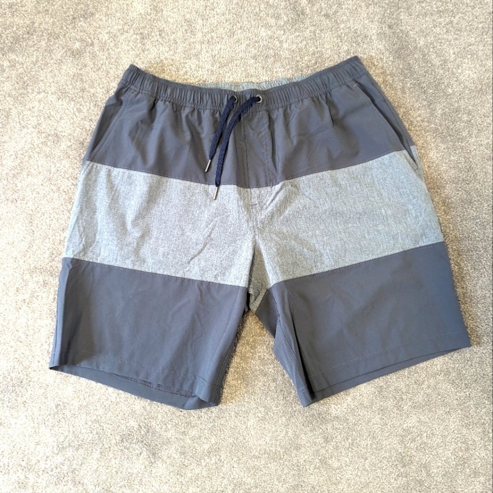 NEW Taylor Vintage Color Block Silver Gray Athletic Swim Shorts Men's XL NWT
